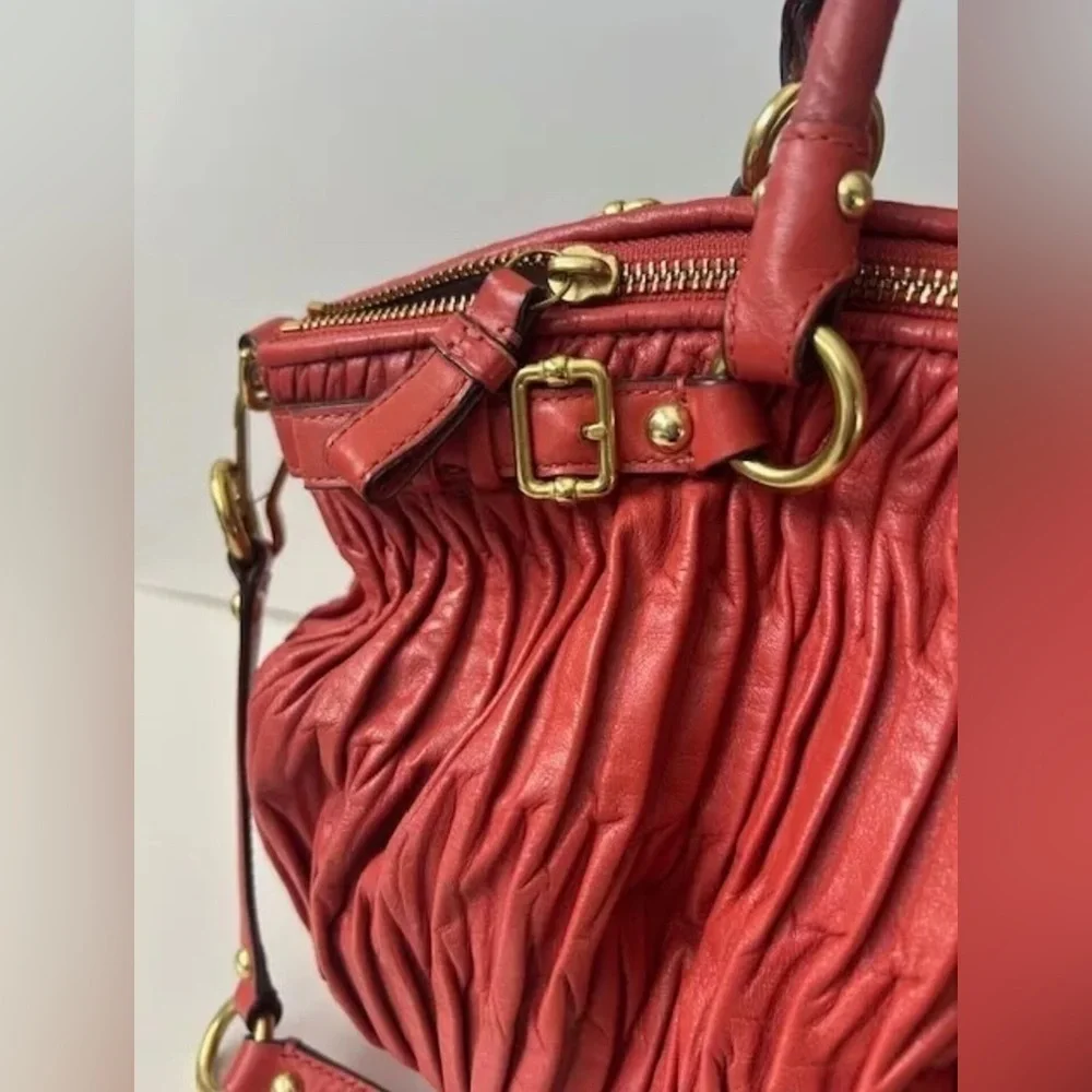 Coach Madison Red Leather Pleated Gathered Shoulder Bag F28541 EUC - Picture 13 of 16